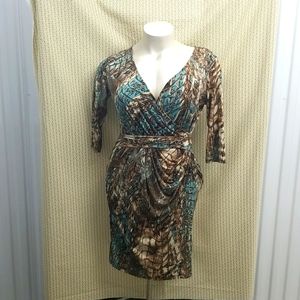 🎉HP🎉Miss Tina by Tina Knowles Twisted Python Emerald Wrap dress
